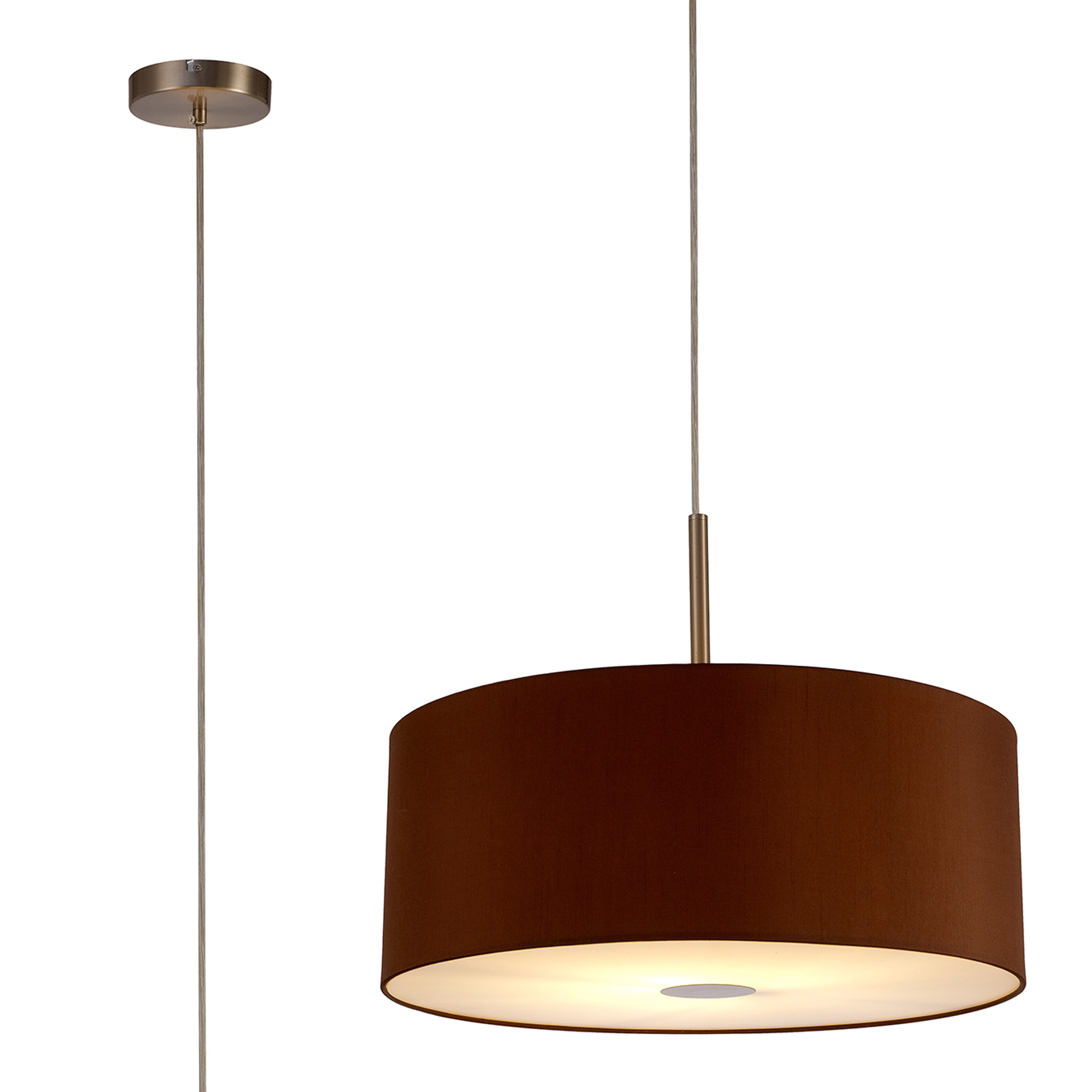 Baymont 50cm Pendant 1 Light Satin Nickel, Raw Cocoa/Grecian Bronze, Frosted Diffuser